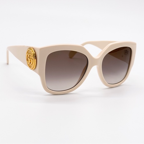 NEW GUCCI GG1407S 004 BEIGE BROWN OVERSIZED WOMEN SUNGLASSES GUCCI - Picture 4 of 11